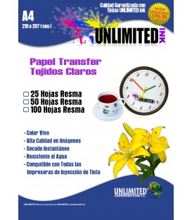 Papel transfer Unlimited Ink para fondos claros