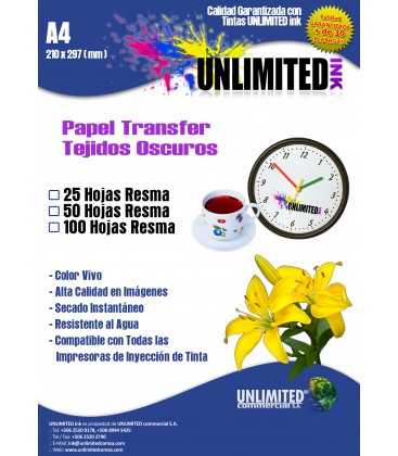 Papel transfer I Unlimited Ink para fondos oscuros