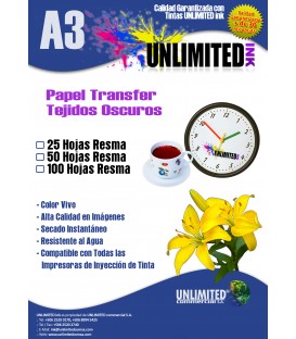 Papel transfer I Unlimited Ink A3 para fondos oscuros